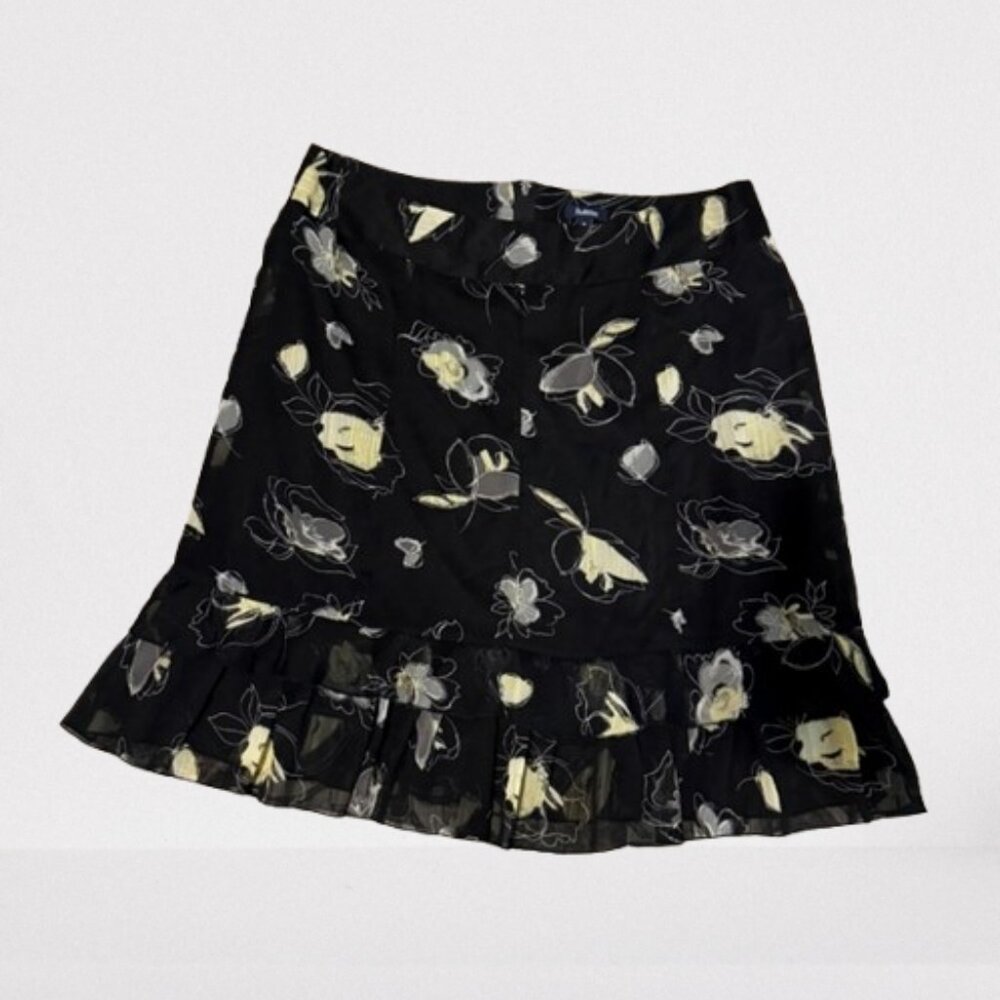 Vintage Spring Floral Ruffle Skirt